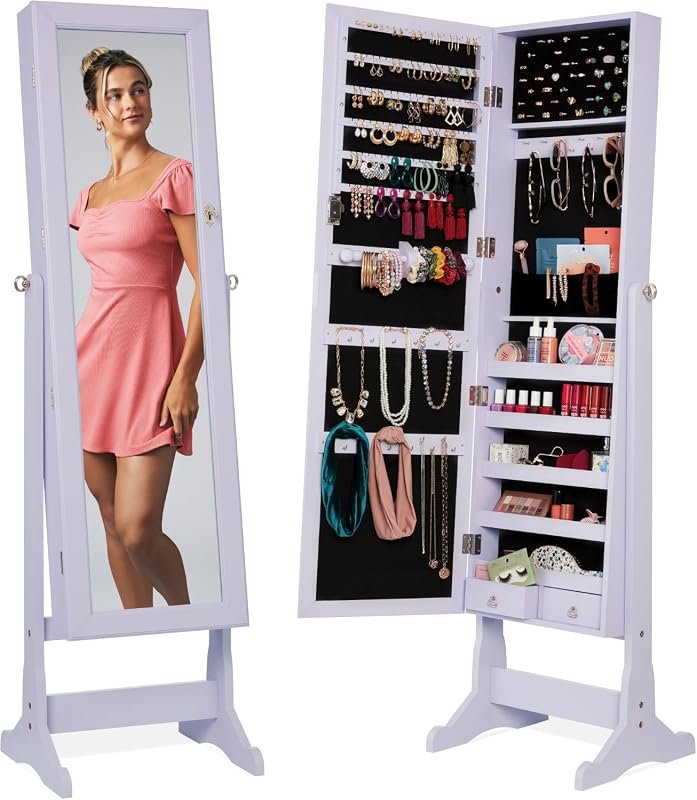 Best Choice Products Freestanding Jewelry Armoire Cabinet with Full Le