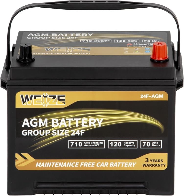 Weize Platinum AGM BCI Group 24F Automotive Battery with 710 CCA and 3