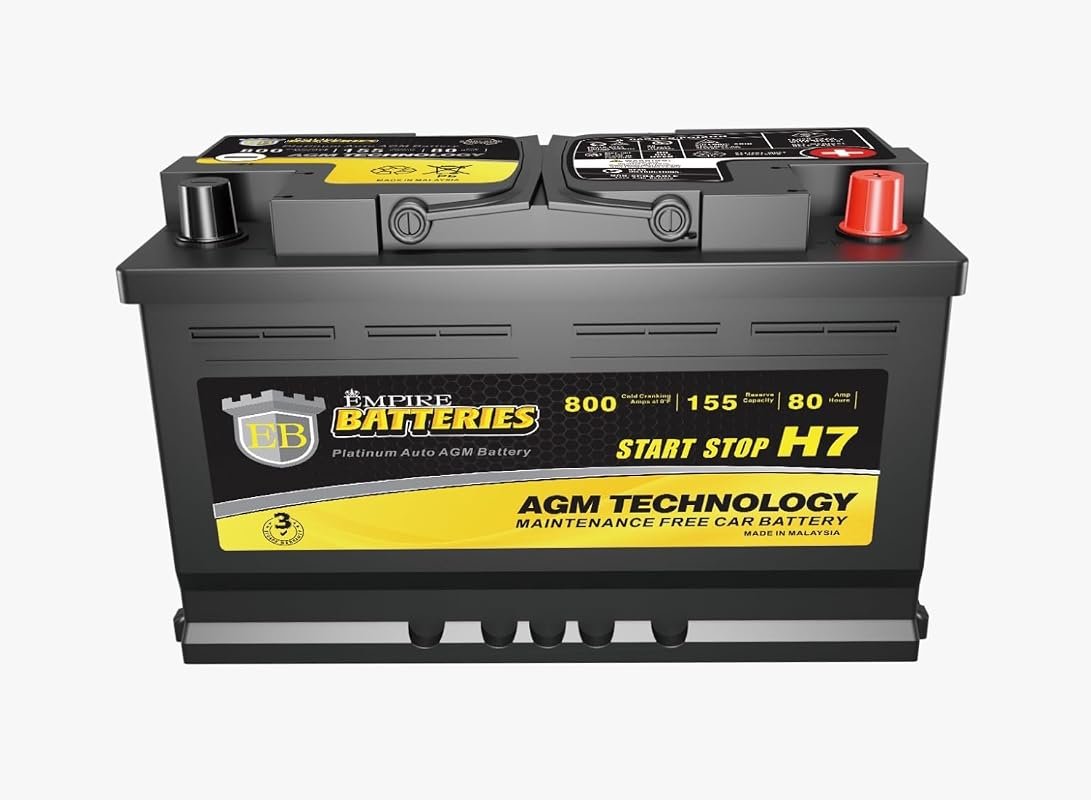 Empire Platinum Group 47 H7 94R AGM Automotive Battery, 12V 80Ah 800CC