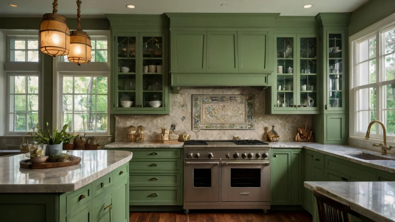 Green Kitchen Cabinets