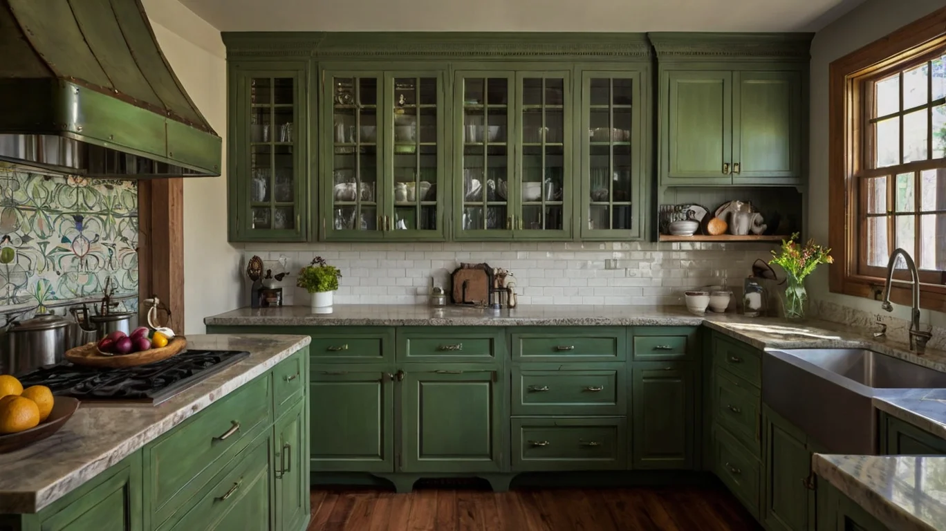 Green Kitchen Cabinets