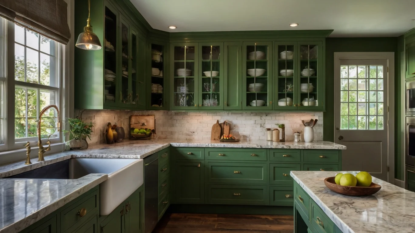 Green Kitchen Cabinets